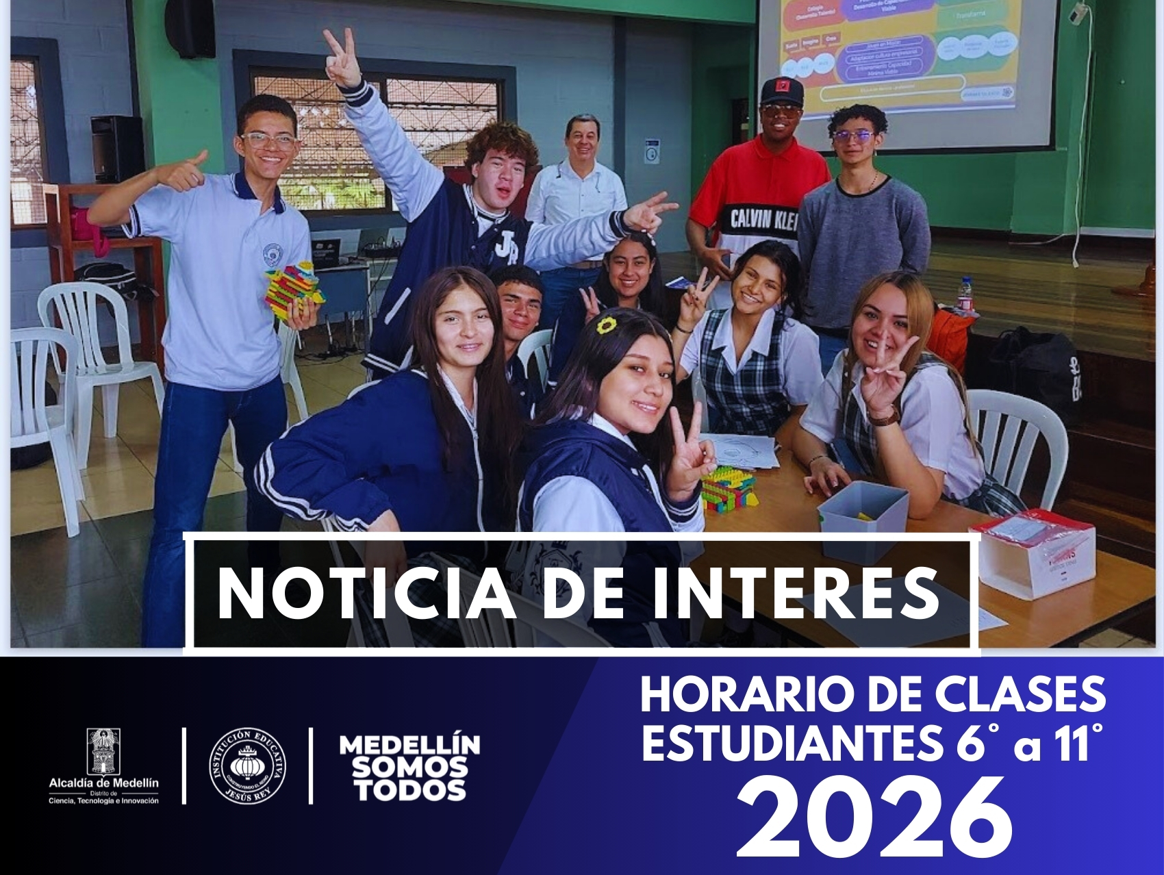 La I.E. Jesús Rey presenta los horarios de bachillerato 2026. Jornada de 6:00 a.m. a 12:00 m. con descanso. Incluye áreas básicas y tutores por grupo. Consultar horarios en coordinación.